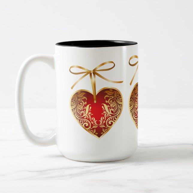 Caneca De Café Em Dois Tons Dourado Filigree Heart (Esquerda)