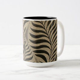 Caneca De Café Em Dois Tons Dourado Leaf Motif