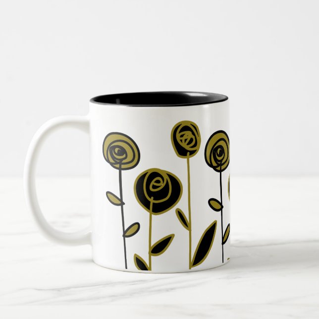 Caneca De Café Em Dois Tons Dourado Moderno Preto e Branco (Esquerda)
