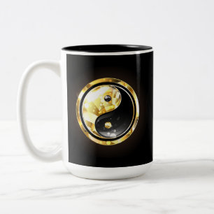 Caneca De Café Em Dois Tons Dourado Yin Yang a preto