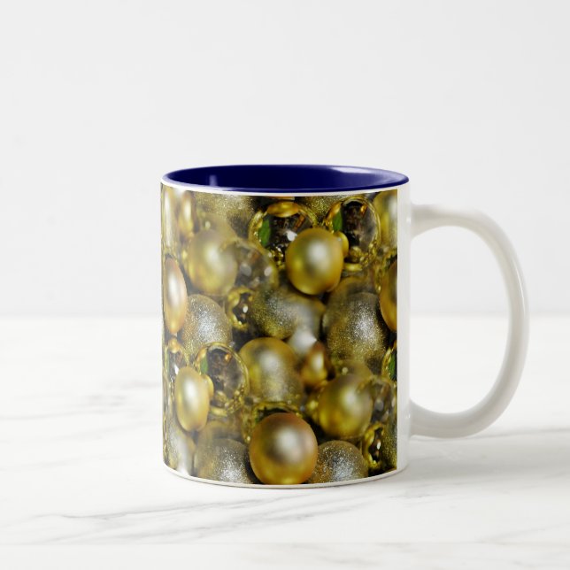 Caneca De Café Em Dois Tons Dourados Baubles de Natal (Direita)