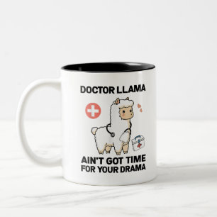Caneca De Café Em Dois Tons Doutor Llama não tem tempo para seu presente de dr