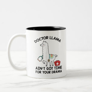 Caneca De Café Em Dois Tons Doutor Llama não tem tempo para sua camiseta de dr
