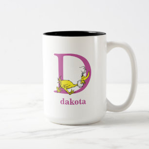 Caneca De Café Em Dois Tons Dr. Seuss ABC: Carta D - Roxo   Adicione seu nome