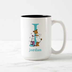 Caneca De Café Em Dois Tons Dr. Seuss ABC: Carta J - Teal   Adicione seu nome