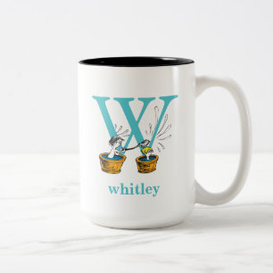 Caneca De Café Em Dois Tons Dr. Seuss ABC: Carta W - Azul Adicione seu nome