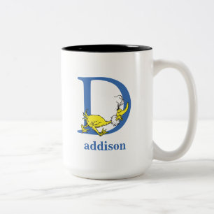 Caneca De Café Em Dois Tons Dr. Seuss ABC: Letra D - Azul   Adicione seu nome