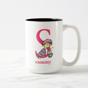 Caneca De Café Em Dois Tons Dr. Seuss ABC: Letra S - Rosa   Adicione seu nome