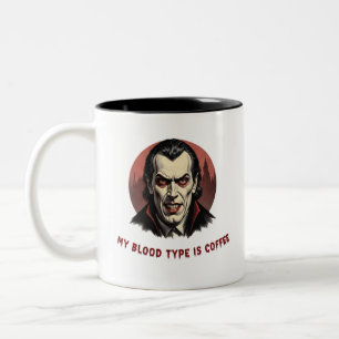 Caneca De Café Em Dois Tons Drácula "Meu Tipo de Sangue é Café" Engraçada Mug