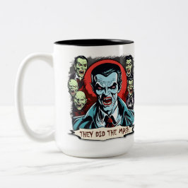 Caneca De Café Em Dois Tons Dracula Vampire Retro Horror Gráfico de Quadrinhos