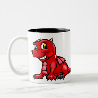 Caneca De Café Em Dois Tons Dragão-Bebê Vermelho Brilhante