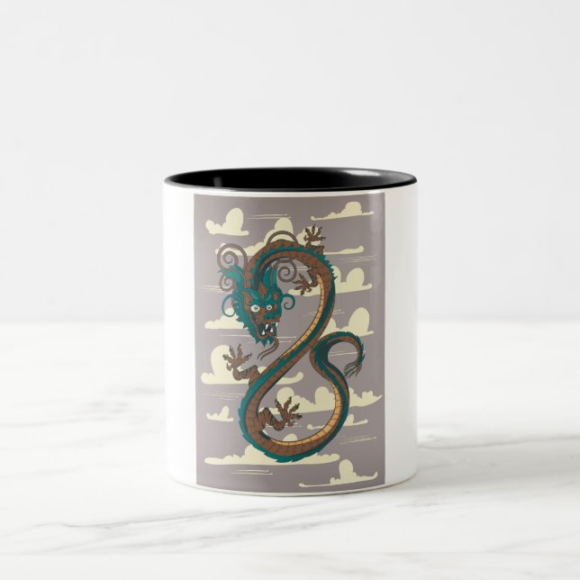 Caneca De Café Em Dois Tons Dragão Chinês (Centro)