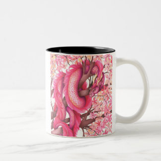 Caneca De Café Em Dois Tons Dragão de flor rosa