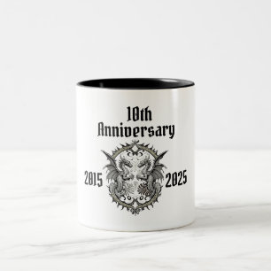 Caneca De Café Em Dois Tons Dragão do Aniversário Gótico Personalizado 2025