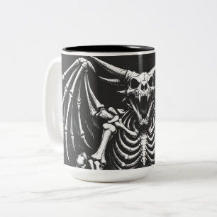 Caneca De Café Em Dois Tons Dragão Esqueleto por BurnsInHell