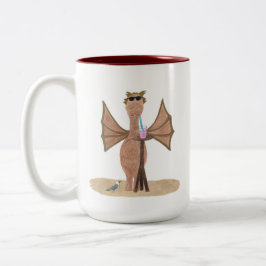 Caneca De Café Em Dois Tons Dragão Fofo na Praia