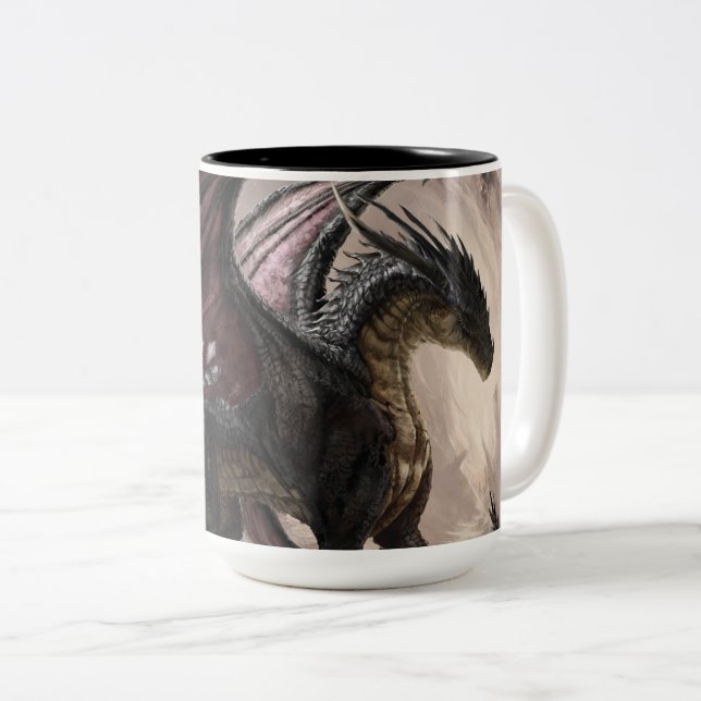 Caneca De Café Em Dois Tons Dragão Na Caverna (Frente Esquerda)