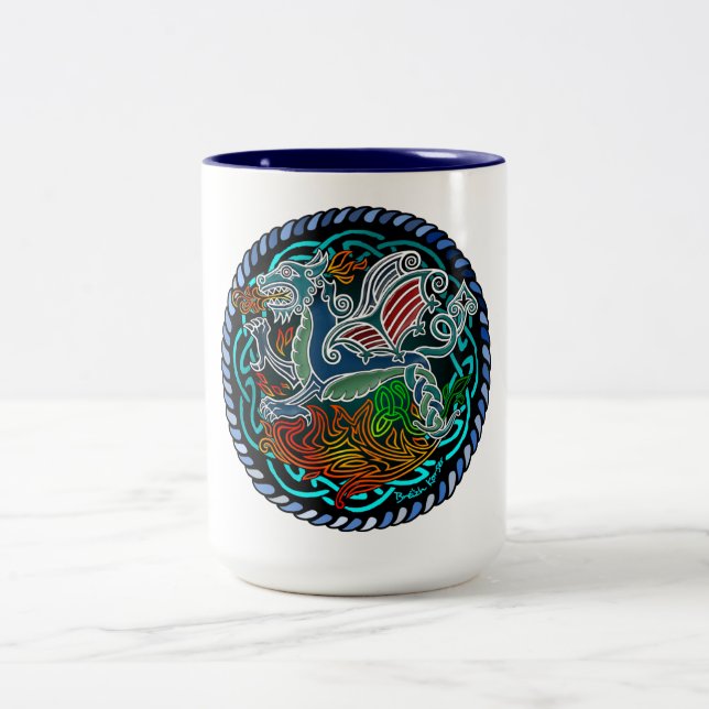 Caneca De Café Em Dois Tons Dragon celtique (Centro)