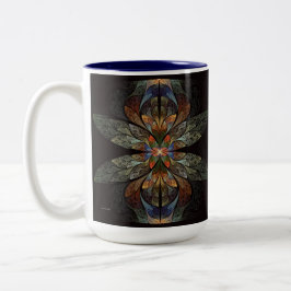 Caneca De Café Em Dois Tons Dragonfly Abstrato
