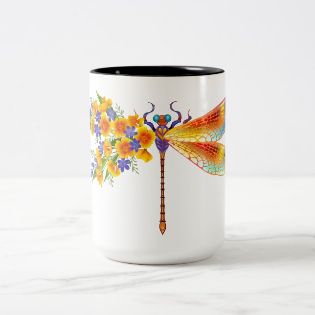 Caneca De Café Em Dois Tons Dragonfly Amarelo (Centro)