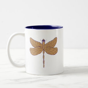 Caneca De Café Em Dois Tons Dragonfly Illustration Purple and Tan