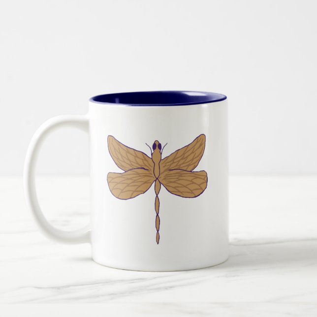Caneca De Café Em Dois Tons Dragonfly Illustration Purple and Tan (Esquerda)