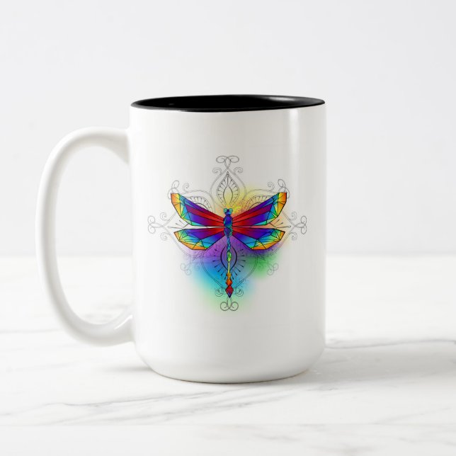 Caneca De Café Em Dois Tons Dragonfly Poligonal (Esquerda)