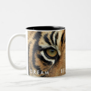Caneca De Café Em Dois Tons Dream Acredita Que Alcançar Olhos De Tigre Motivaç