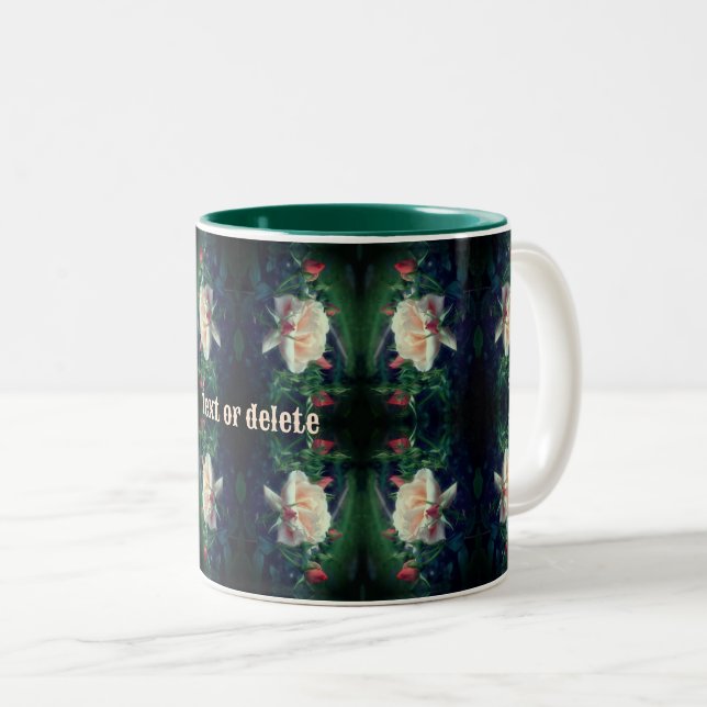 Caneca De Café Em Dois Tons Dreamy Peach Rosa E Buds Abstrato Personalizados (Frente Esquerda)