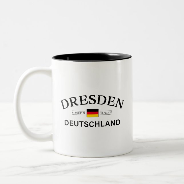 Caneca De Café Em Dois Tons Dresden Deutschland Coordenadas Alemão (Esquerda)