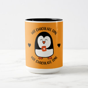 Caneca De Café Em Dois Tons Drinker de Pinguim Chocolate Quente