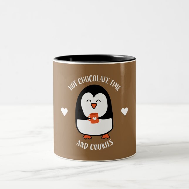 Caneca De Café Em Dois Tons Drinker de Pinguim Chocolate Quente (Centro)