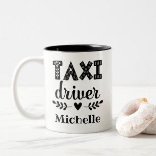 Caneca De Café Em Dois Tons Driver de Taxi Personalizado