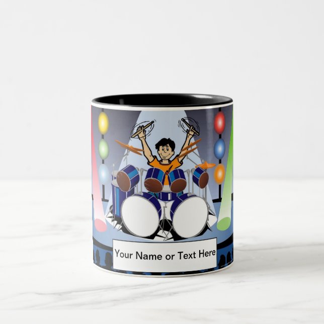 Caneca De Café Em Dois Tons Drummer Personalizado - Cartoon Masculino (Centro)