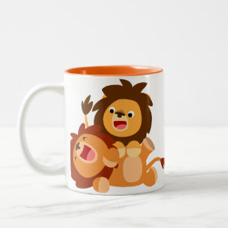 Caneca De Café Em Dois Tons Duas Belas Caricaturas Lâmpadas