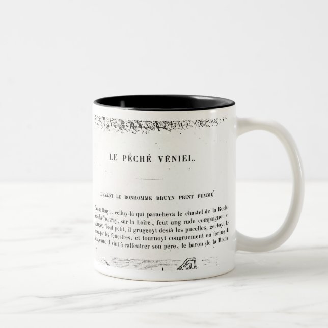 Caneca De Café Em Dois Tons Duas páginas ilustradas 'de Les Contes (Direita)