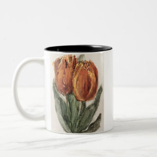 Caneca De Café Em Dois Tons Duas Tulipas Vermelhas por Sientje Mesdag-van Hout