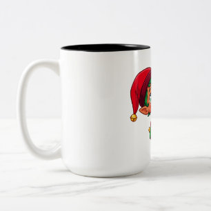 Caneca De Café Em Dois Tons Duende do Bastão de Doces Alegria de Natal
