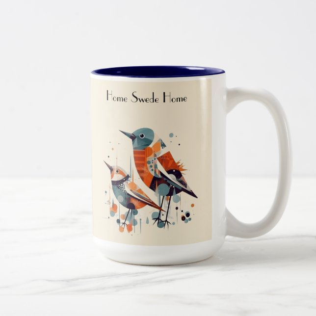 Caneca De Café Em Dois Tons Dueto de Ave Scandi, personalizado (Direita)