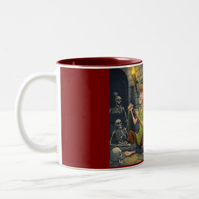 Caneca De Café Em Dois Tons Dungeon Delights: Espaguete Fugindo (Esquerda)
