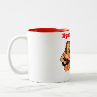 Caneca De Café Em Dois Tons Duo Dinâmico  Menina e Chihuahua tocando ukes