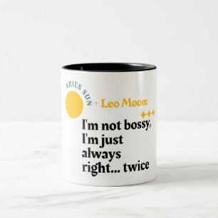 Caneca De Café Em Dois Tons Duplo Poder de Fogo - Aries Sun, Leo Moon Zodiac M