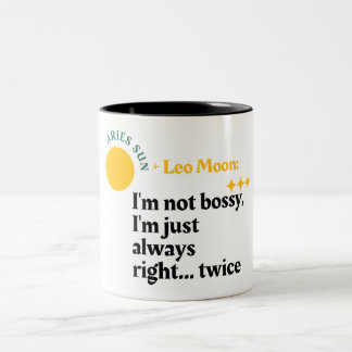 Caneca De Café Em Dois Tons Duplo Poder de Fogo - Aries Sun, Leo Moon Zodiac M