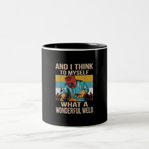 Caneca De Café Em Dois Tons E Eu Penso Para Mim Mesmo Que Vintage Maravilhosa.