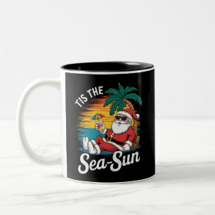 Caneca De Café Em Dois Tons É o Sol do Mar Santa Praia Natal Em Julho 