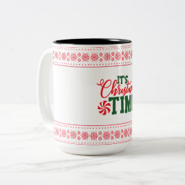 CANECA DE CAFÉ EM DOIS TONS É O TEMPO DO NATAL, MERRY CHRISTMAS DECORATIVE MUG