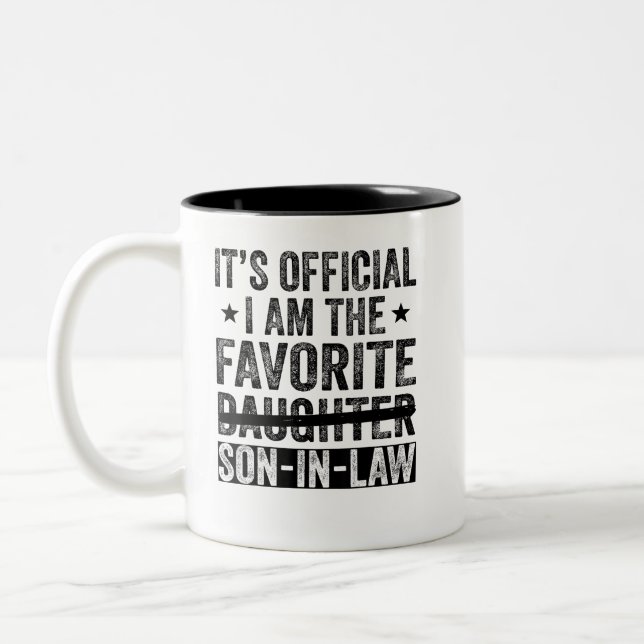 Caneca De Café Em Dois Tons É oficial, sou o genro favorito Legal (Esquerda)