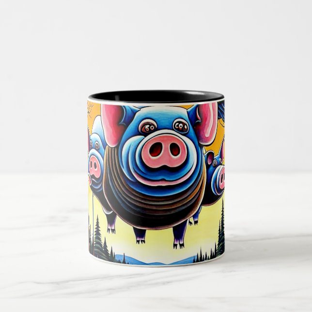 Caneca De Café Em Dois Tons E porcos podem voar (Centro)