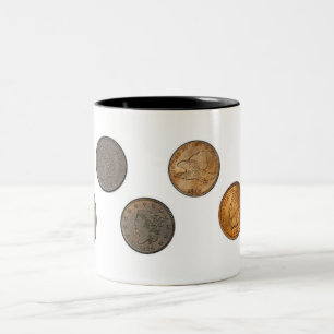 Caneca De Café Em Dois Tons E.U. moedas de um centavo