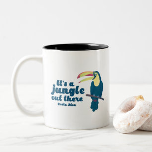 Caneca De Café Em Dois Tons É um café de Toucan Costa Rica da selva para fora